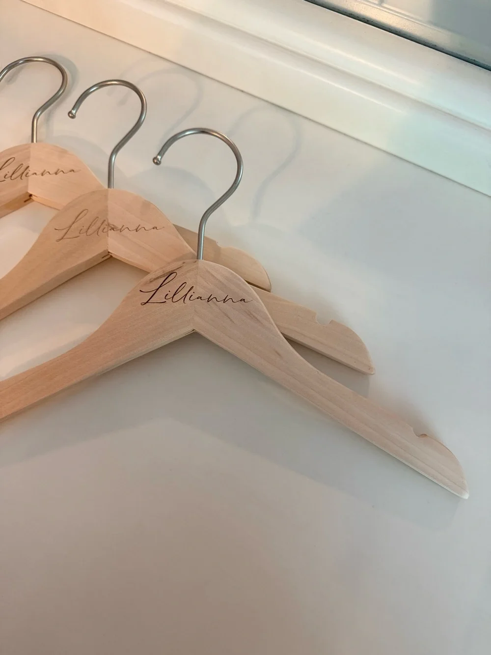 Caden Lane Natural Wood Personalized 'Lillianna' Closet Hangers - Set of 3